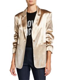 cinq a sept Kylie Ruched-Sleeve Satin Blazer at Neiman Marcus